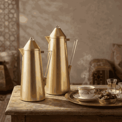 طقم ترامس الدانة السيف غاليري، 2 قطعة، 0.7/ 1 لتر، خامة داخلية زجاج، يد شفاف، غطاء ضغاط - ذهبي product image 2