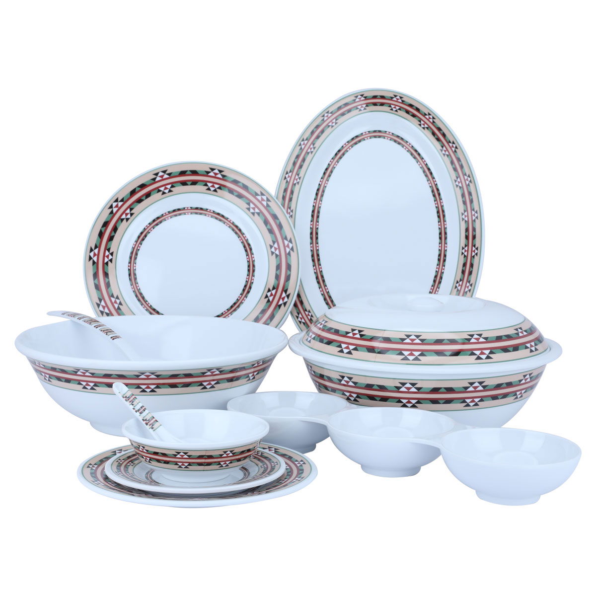 طقم سفرة ميلامين السيف غاليري، نقش عسيري، 45 قطعة - أبيض product image