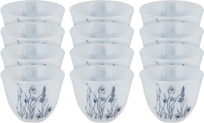 Saif Plus Saudi Arabian Opal Coffee Cup Set, 12 Pieces, Large Size - White Blue product image 1