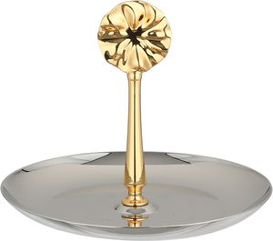 شيالة تقديم ستانلس استيل السيف غاليري، 14.5x14.5x13 سم، دائري، مسكة يد -ذهبي فضي product image