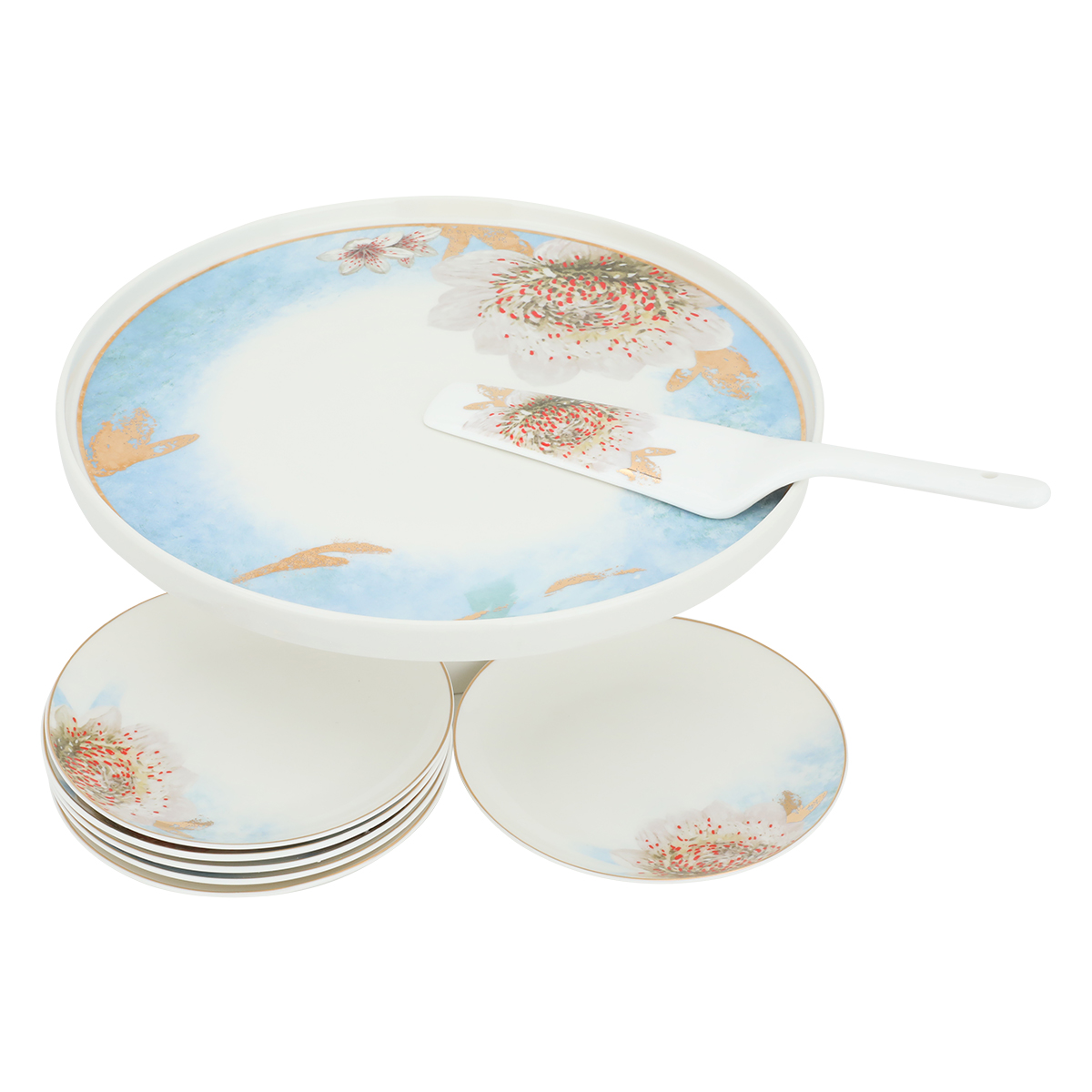 Al Saif Gallery Porcelain Cake Serving Set, 9 Pieces - White product image 2