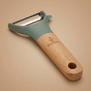 Alsaif Gallery Silicone Peeler, Wooden Handle - Green product image