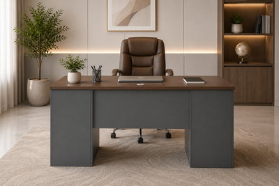 مكتب إداري خشب MDF، 140x60x75 سم - بني غامق رمادي product image 3