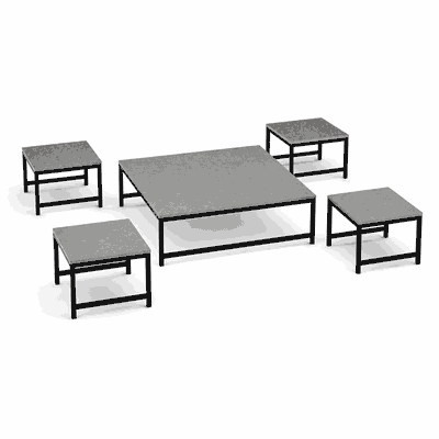 طقم طاولات خشب MDF و معدن، 5 قطع - رمادى اسود product image 3