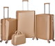 طقم شنط سفر ABS ليمرا، 4 مقاسات، 4 عجلات، قفل ارقام، WM-72 - ذهبي product image 1