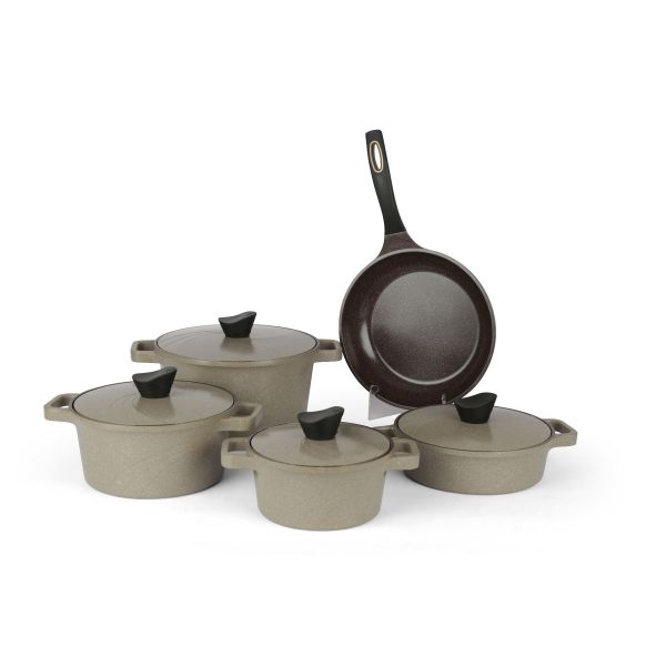 Tornado Granite Cookware Set, 9 Pieces - Dark Beige product image