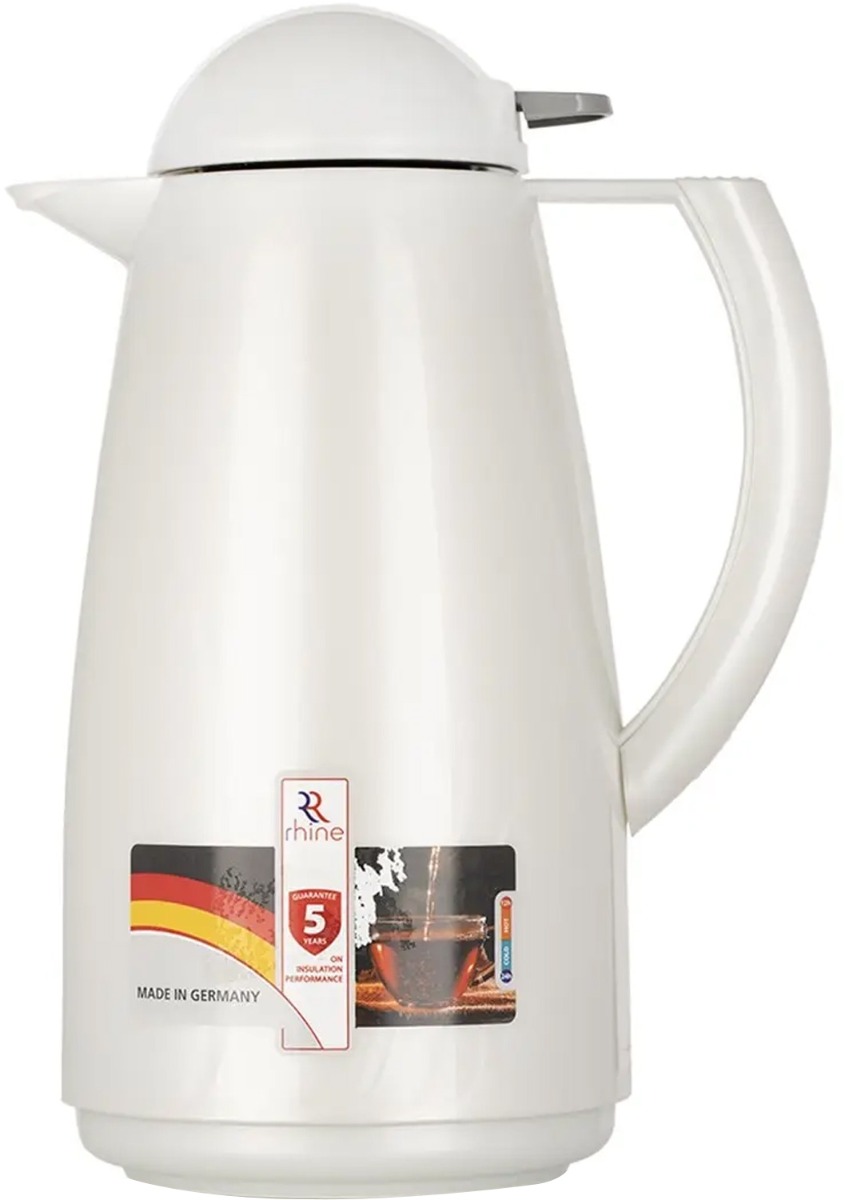 Al-Rhine thermos, 1 liter, compressor, thermal glass inner container, plastic outer shell - white product image