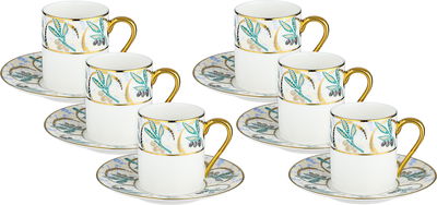 طقم فناجين قهوة تركي مع صحون بورسلان السيف غاليري، 12 قطعة، 90 مل - متعدد الالوان product image 1