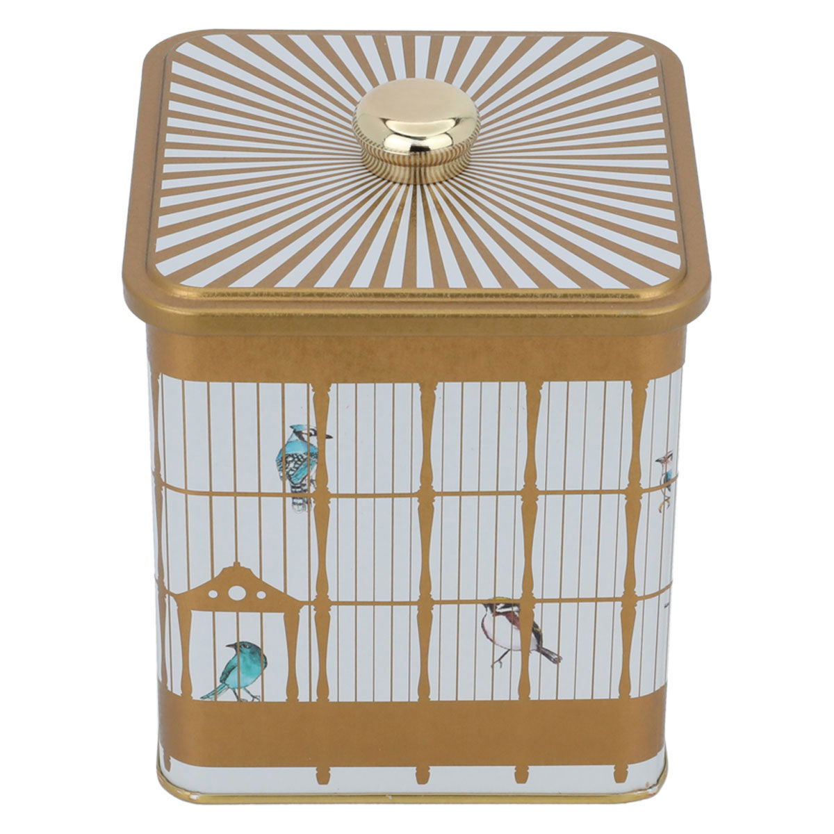 Al Saif Gallery steel can, 1.8 litres, square, with lid, bird pattern - white product image 2