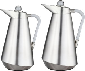 Al Saif Gallery Tarif Thermos Set, 1/0.7 Liter, Glass Interior, Transparent Handle, Push-Button Lid - Silver product image 2