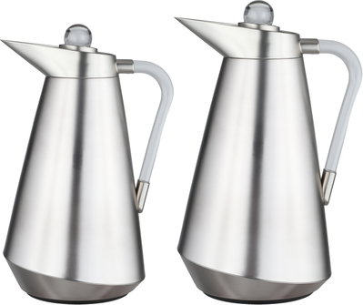 Al Saif Gallery Tarif Thermos Set, 1/0.7 Liter, Glass Interior, Transparent Handle, Push-Button Lid - Silver product image 2