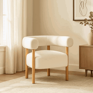 Modern Chair Made Of Mdf Wood, 92×90×53 Cm, Boucle Fabric - White product image 2