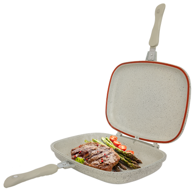 مقلاة أستيل روكي، 34 سم، بوجهين - رمادي product image 2