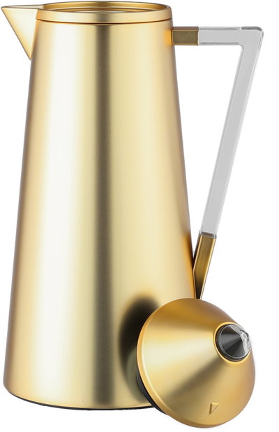 Al Saif Gallery Al Dana Thermos Set, 2 Pieces, 0.7/1 Liter, Glass Inner Material, Transparent Handle, Press Lid - Gold product image 6
