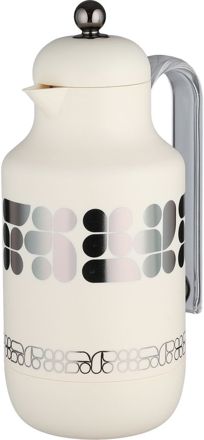 Al Saif Gallery Kkozami Thermos, 1 Liter, Glass Interior, Transparent Handle, Push-Button Lid - Cream Black product image 3