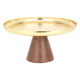 Al Saif Gallery steel serving stand, 26 x 26 x 13 cm, circular, wood base - gold product image 1
