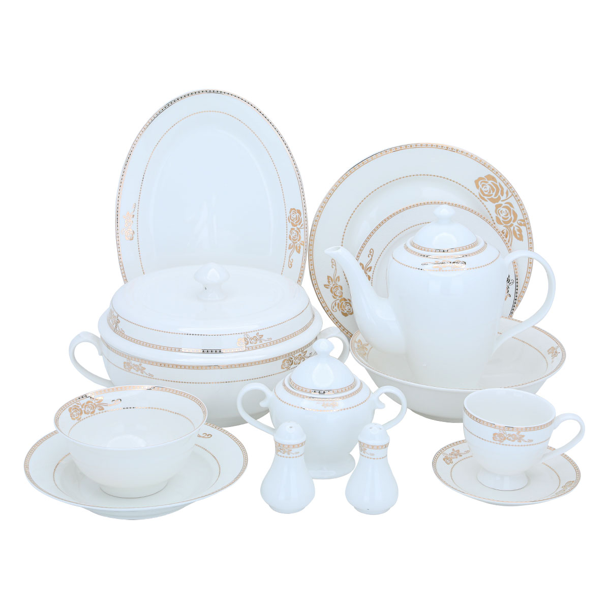 طقم سفرة بورسلان السيف غاليري، 77 قطعة - ابيض ذهبي product image