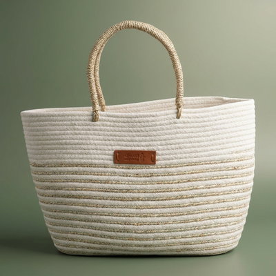 Al Saif Gallery wicker thermos bag, 50 x 33 cm - white beige product image 1