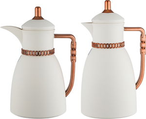 طقم ترامس بيان السيف غاليري، 0.7 / 1 لتر، 2 قطعة، حافظة داخلية زجاج حراري، يد نحاسي - أبيض مطفي product image