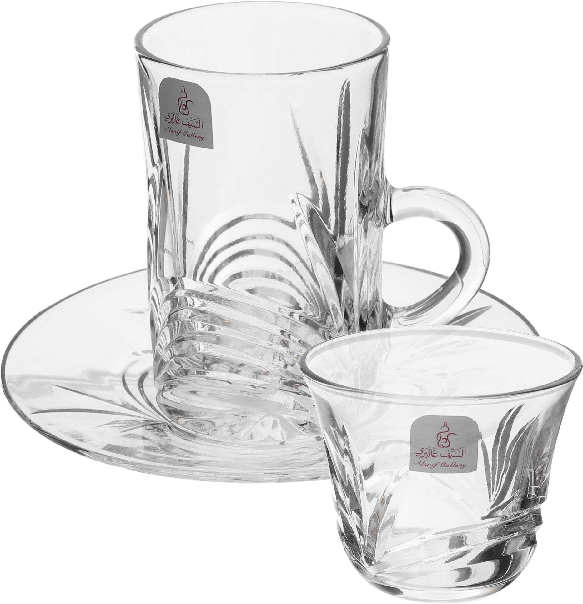 Serving set (pials + cups) from Al Saif Gallery Crystal, 18 pieces - transparent product image