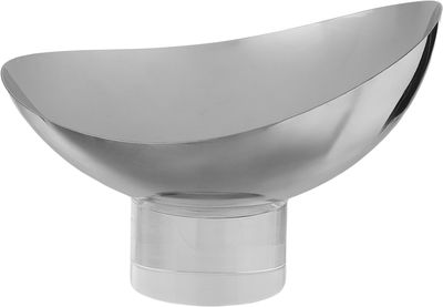 Al Saif Gallery Stainless Steel Serving Stand, 20x18x13 cm, Oval, Deep, Transparent Base - Transparent Silver product image 1