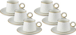 Al Saif Gallery Turkish coffee cup and saucer set, 12 pieces, Islamic design - white product image