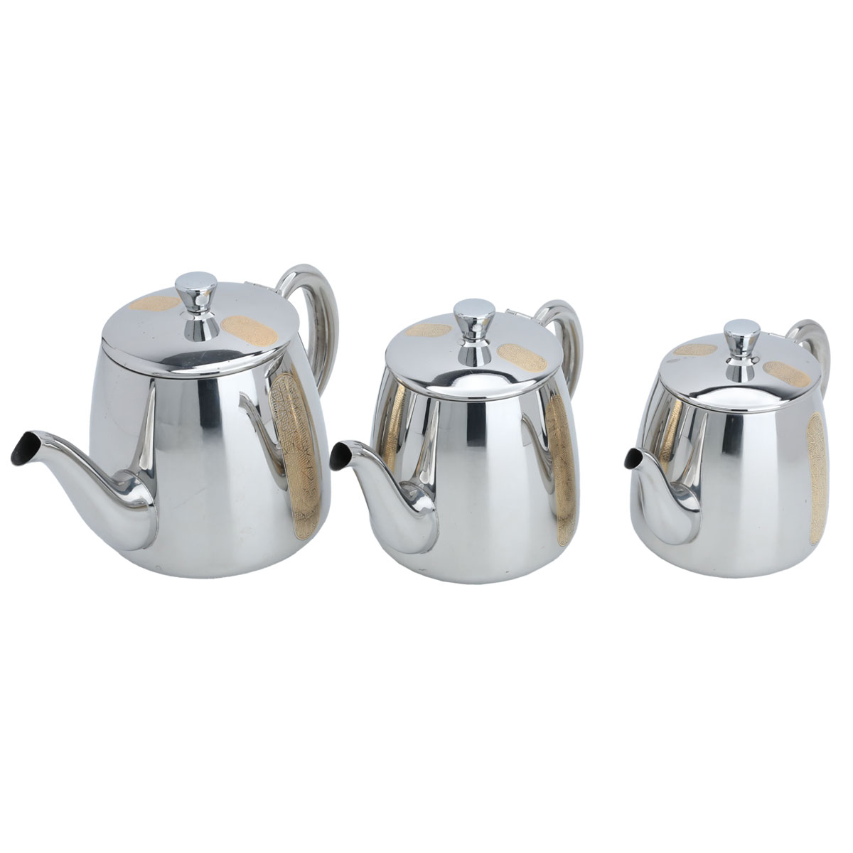 Al Saif Gallery Steel Teapot Set, 3 Pieces - Silver product image 2