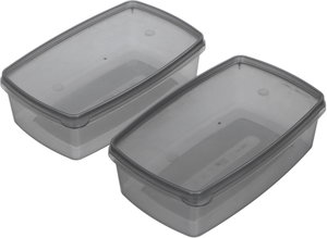 Al Saif Gallery Plastic Storage Box, 700 ml, Rectangular, 2 Pieces - Gray product image 2