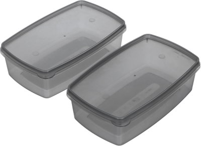 Al Saif Gallery Plastic Storage Box, 700 ml, Rectangular, 2 Pieces - Gray product image 2