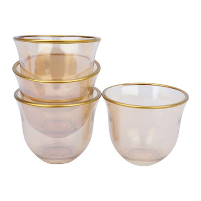 طقم فناجين قهوة عربي زجاج السيف غاليري، 6 قطع - شفاف ذهبي product image 2