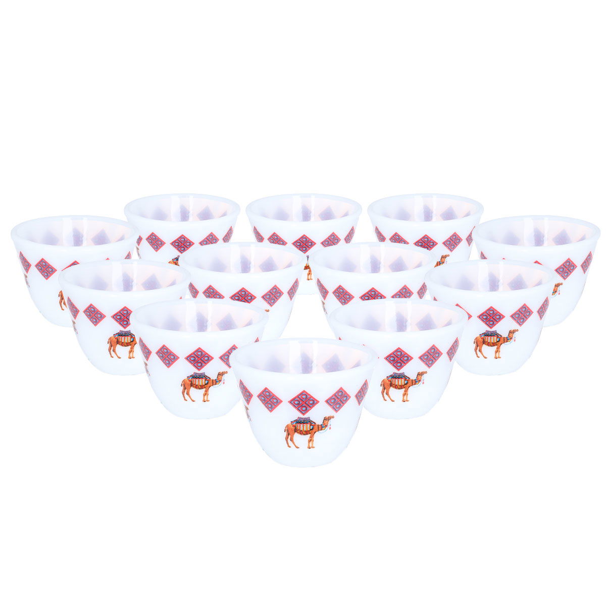 Arcopal Al Saif Gallery Arabic coffee cups set, camel pattern, medium, 12 pieces - white product image