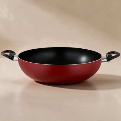 Mr.Cook Deep Teflon Frying Pan, 34 cm, Two Black Handles - Red product image 1