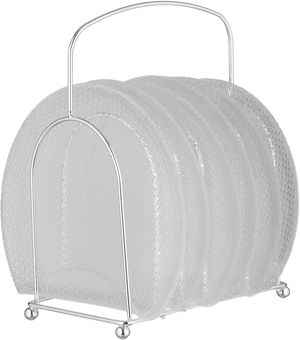 طقم صحون زجاج السيف غاليري، 6 قطع، مع ستاند، منقوش - فضي شفاف product image