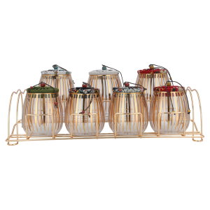 طقم علب زجاج السيف غاليري، 8 قطع، ستاند ذهبي - ملون product image 2