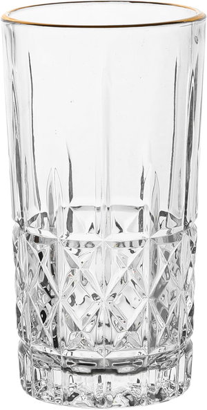 Al Saif Gallery glass water cups set, 350 ml, with golden font, 6 pieces - transparent product image 2
