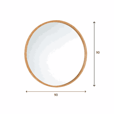 مراية دائرية زجاج، 90×90 سم، اطار معدن - خشبي product image 3