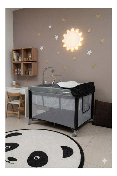 حظيرة لعب اطفال فان مومنت، 104×74 سم، مع ناموسية - اسود product image 2