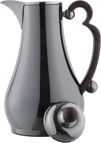 Al Saif Gallery Asalah Thermos Set, 2 pieces, 1/1 liter, glass interior, dark wood handle, push-button - black product image 10