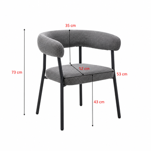 كرسي مودرن حديد ضد الصداء، 73×53×52 سم، قماش شانيل - رمادي داكن product image 2