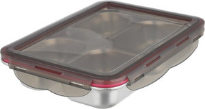 علبة تخزين ستانلس استيل الصحاح، 24x17x5 سم، مقسم 4 خانات، غطاء بلاستيك، قفل - فضي أسود شفاف product image 2