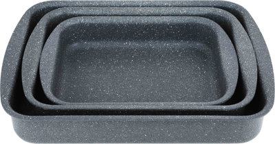 طقم صواني فرن جرانيت هاشفير، 3 قطع، تركي، مستطيل - رمادي غامق product image 2