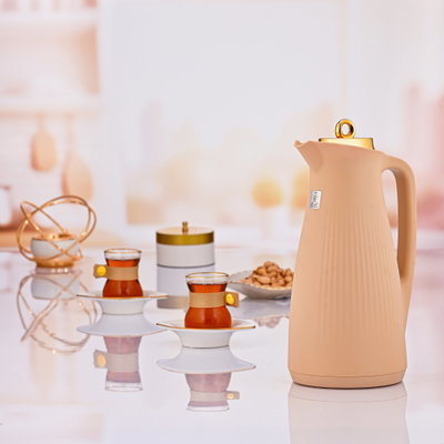 ترمس تايملس، حافظة داخلية زجاج حراري، 1 لتر، ضغاط - بيج product image 7
