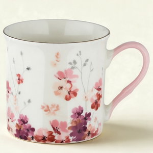 Al Saif Gallery Porcelain Mug, 325 ml, Pink Rose Pattern - White/Pink product image