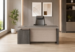 مكتب إداري خشب MDF، 160x70x75 سم - رمادي غامق بيج product image 2