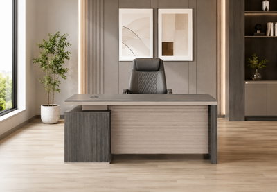 مكتب إداري خشب MDF، 160x70x75 سم - رمادي غامق بيج product image 2