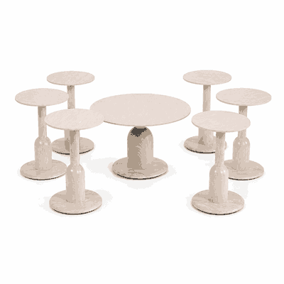 طقم طاولات سيراميك و معدن، 7 قطع - اسود بني product image 2