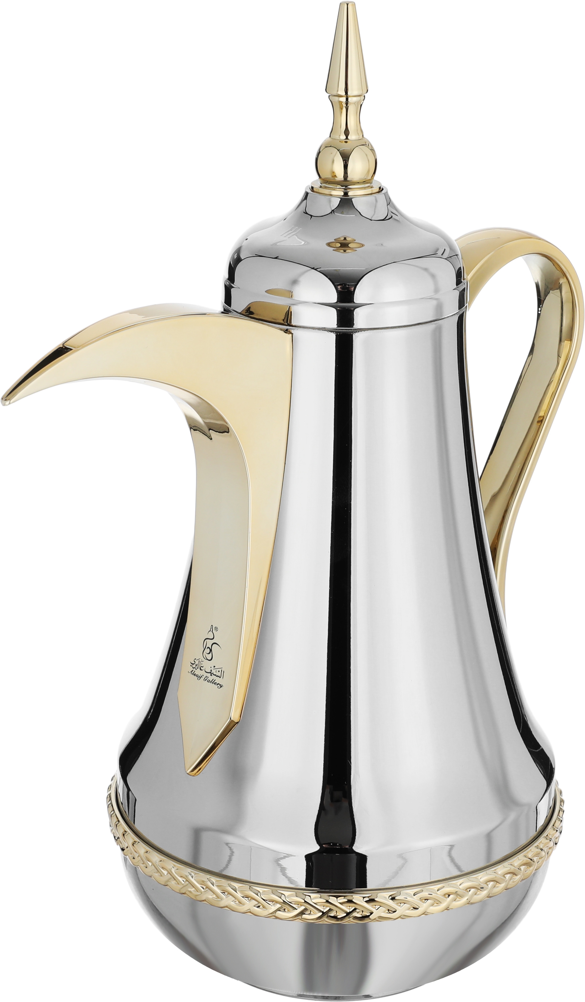 Al Saif Gallery Nouf thermos set, 0.7 / 1 liter, 2 pieces, thermal glass inner shell, stainless steel outer shell - silver gold product image 3