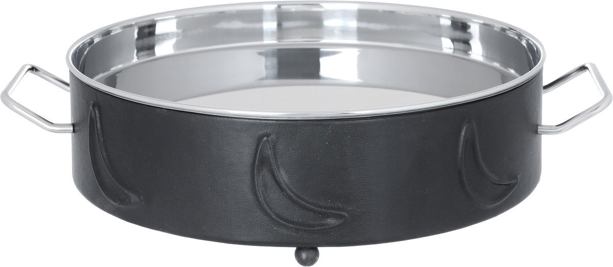 Al Saif Gallery Steel Food Warmer, 44 x 36 x 14 cm, Round, Double Bowl, Crescent Pattern, Medium - Black product image 5