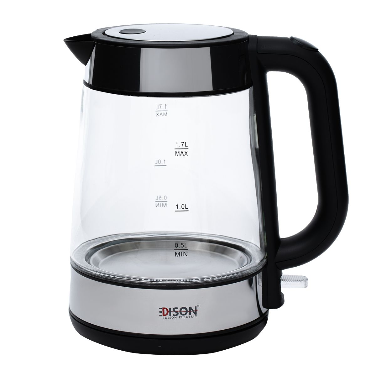 Edison Steel Electric Kettle, 2200 Watt, 1.7 Liter, F-625 - Clear Black product image 5