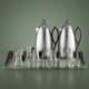 Al Saif Gallery Al Ola Thermos Set, 21 Pieces, with Serving Tray, Tea & Coffee Cups - Silver product image 1